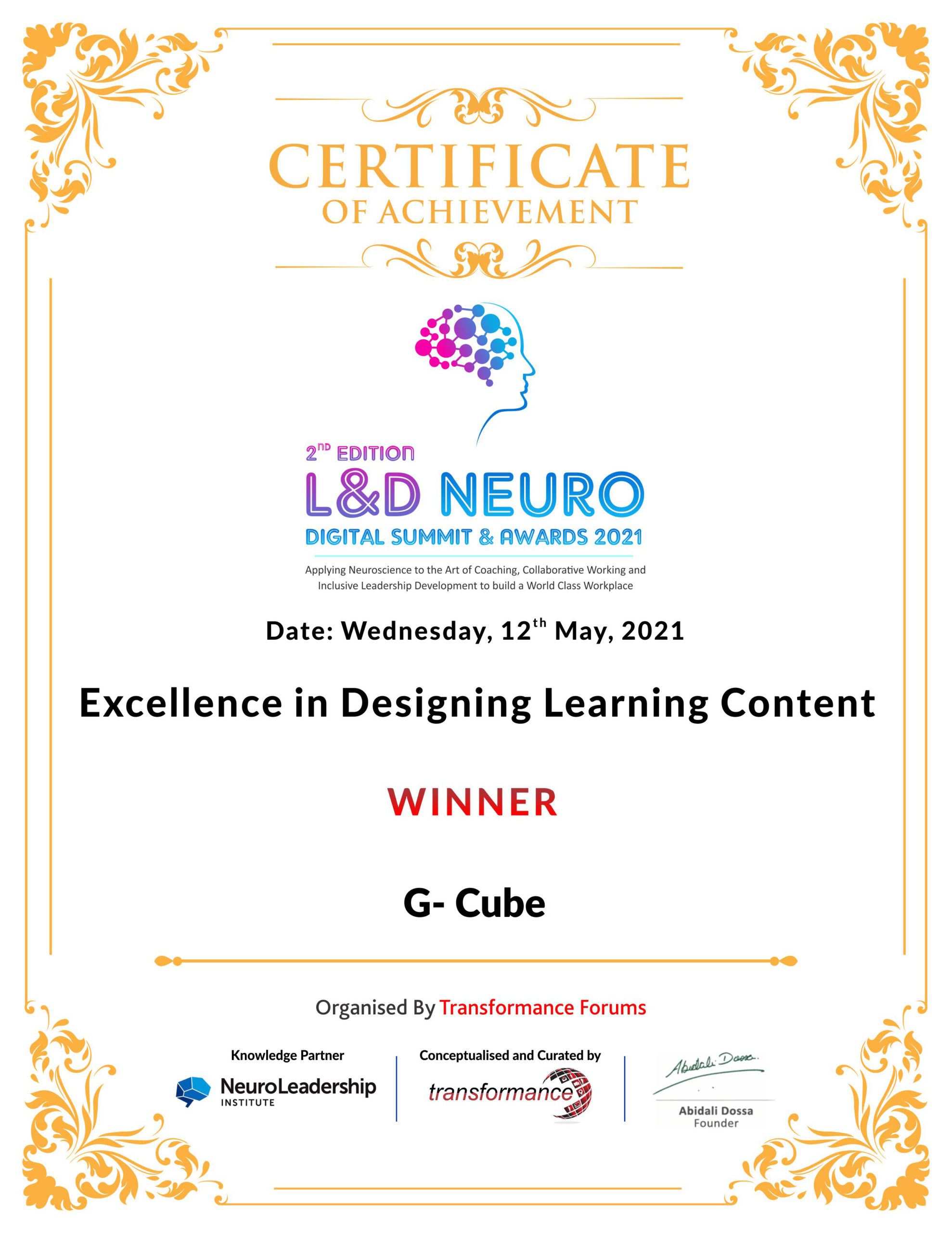 Excellence in Designing Learning Award